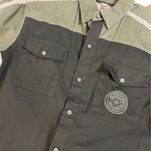 Harley-Davidson Black and Green Casual Button Down Garage shirt Large